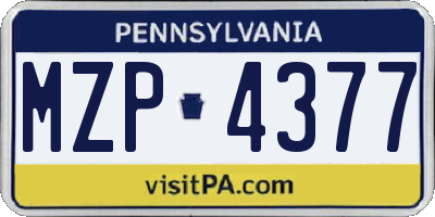 PA license plate MZP4377
