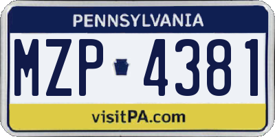 PA license plate MZP4381