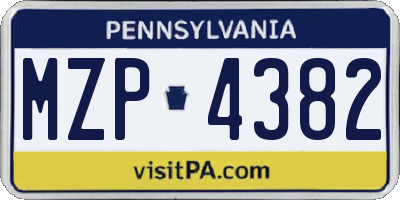 PA license plate MZP4382