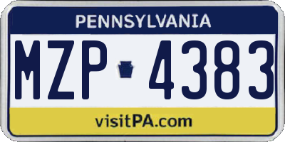 PA license plate MZP4383
