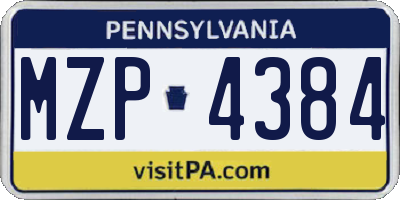 PA license plate MZP4384