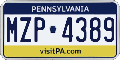 PA license plate MZP4389