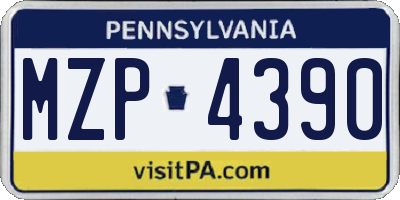 PA license plate MZP4390