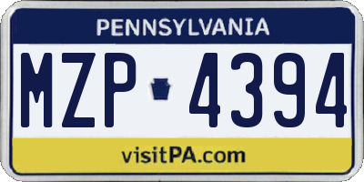 PA license plate MZP4394