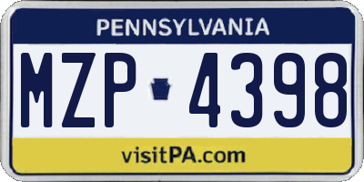PA license plate MZP4398