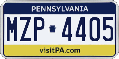 PA license plate MZP4405