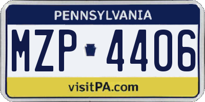 PA license plate MZP4406