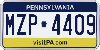 PA license plate MZP4409