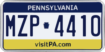 PA license plate MZP4410