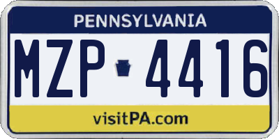 PA license plate MZP4416