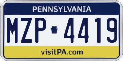 PA license plate MZP4419