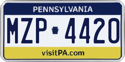 PA license plate MZP4420