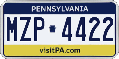 PA license plate MZP4422