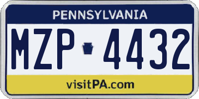 PA license plate MZP4432