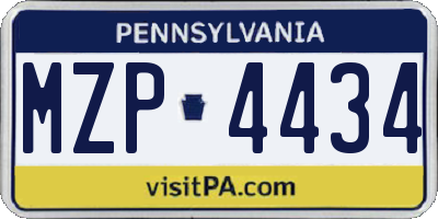 PA license plate MZP4434