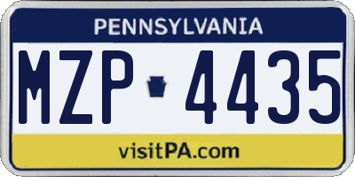 PA license plate MZP4435