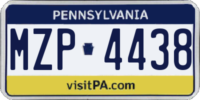 PA license plate MZP4438