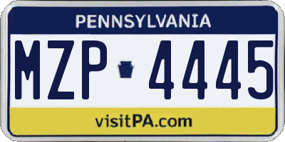 PA license plate MZP4445