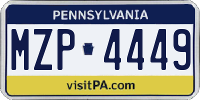 PA license plate MZP4449