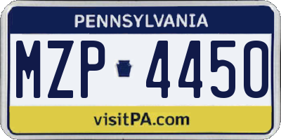 PA license plate MZP4450