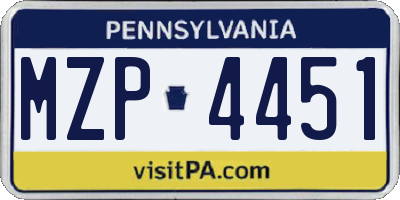 PA license plate MZP4451