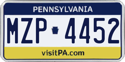 PA license plate MZP4452
