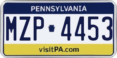PA license plate MZP4453