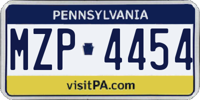 PA license plate MZP4454