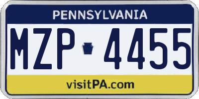 PA license plate MZP4455