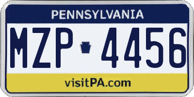 PA license plate MZP4456