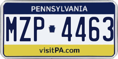 PA license plate MZP4463