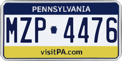 PA license plate MZP4476