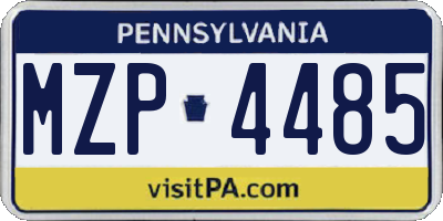 PA license plate MZP4485