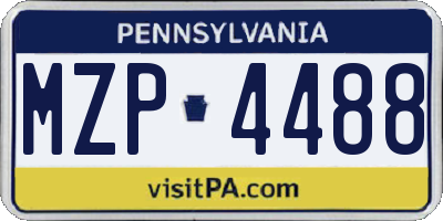 PA license plate MZP4488