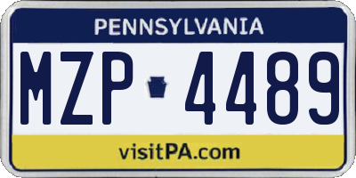 PA license plate MZP4489