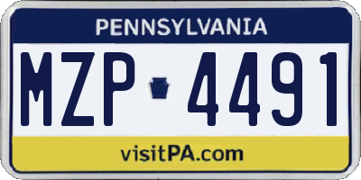 PA license plate MZP4491