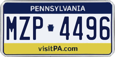 PA license plate MZP4496
