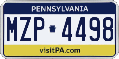 PA license plate MZP4498