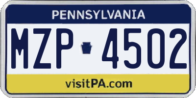 PA license plate MZP4502