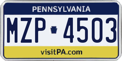 PA license plate MZP4503