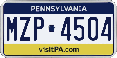 PA license plate MZP4504