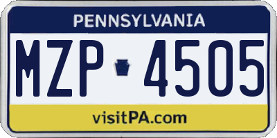 PA license plate MZP4505
