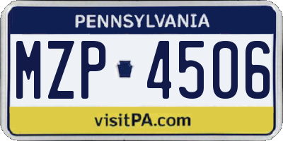 PA license plate MZP4506