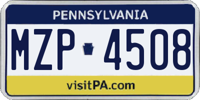 PA license plate MZP4508
