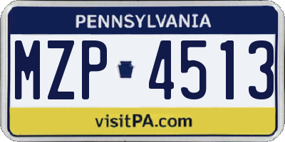 PA license plate MZP4513