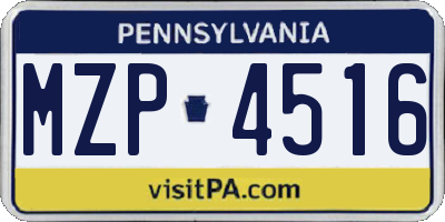 PA license plate MZP4516