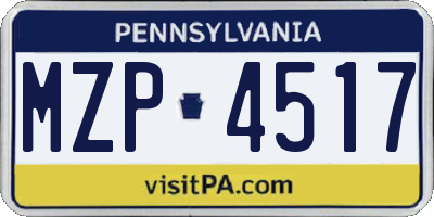 PA license plate MZP4517