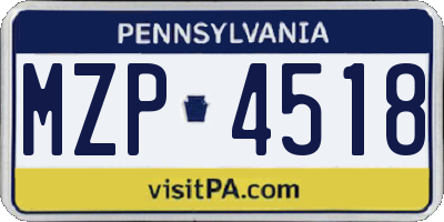 PA license plate MZP4518