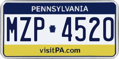 PA license plate MZP4520