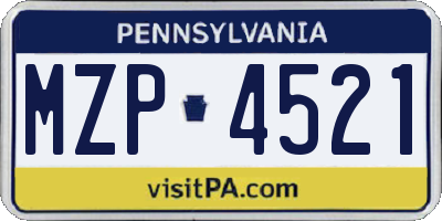 PA license plate MZP4521